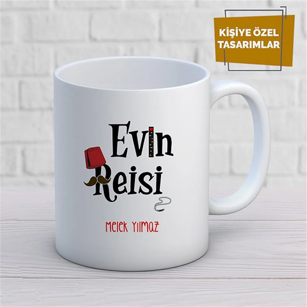 Kişiye Özel İsim Yazılabilir Evin Reisi Kupa Bardak