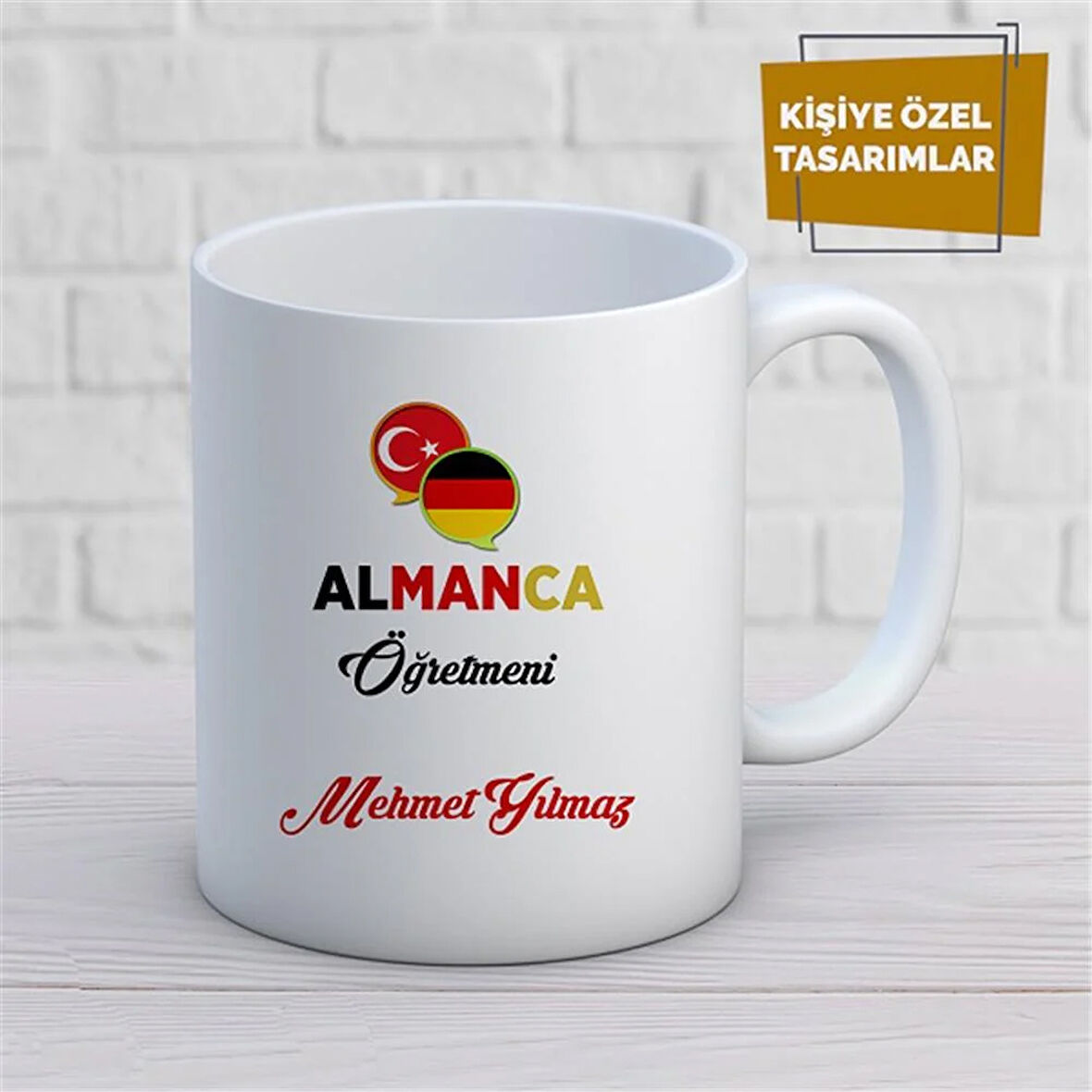 Kişiye Özel İsim Yazılabilir Almanca Öğretmeni Kupa Bardak