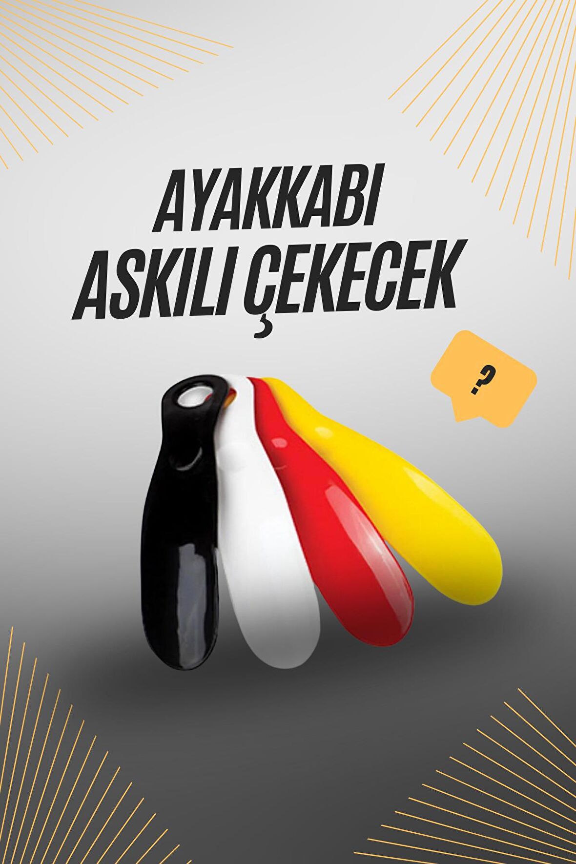 20 Cm Askılı Ayakkabı Çekeceği Uzun Plastik Kerata Sarı Ayakkabı Çekeceği Kerata