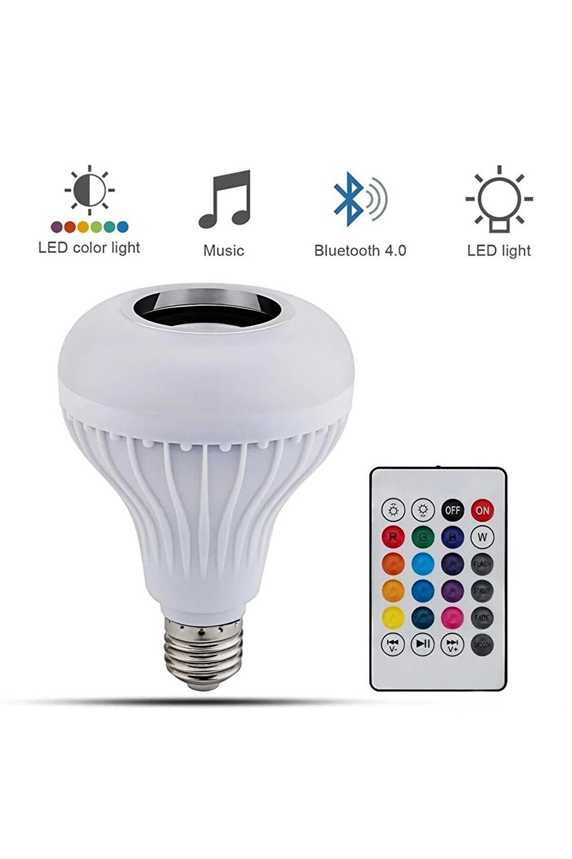 Akıllı Rgb Bluetooth Hoparlör LED Ampul (Müzik Çalma Dim Uzaktan Kumandalı)