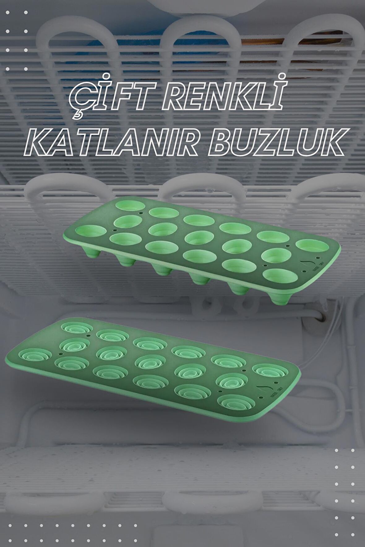 Eco Çift Renkli Akordiyon Buz Dolabı Buzluk - Yeşil