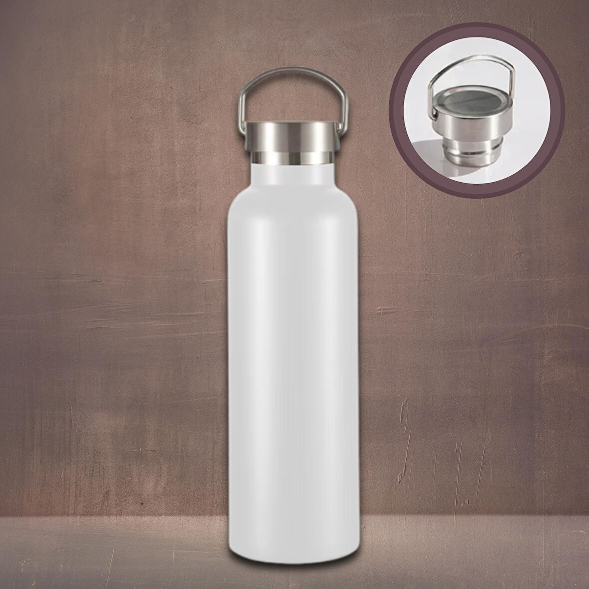 750 ml Paslanmaz Çelik Tutacaklı Termos Matara -Vakumlu Sızdırmaz 