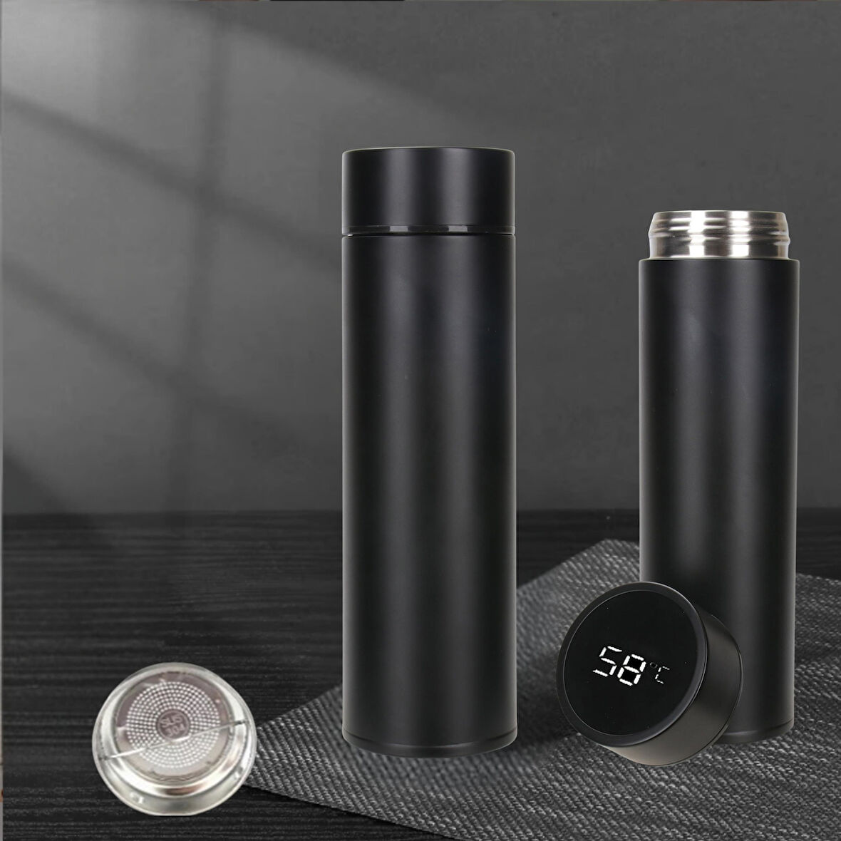 Çelik Dijital Led Sıcaklık Göstergeli Akıllı Termos Matara 400 ml