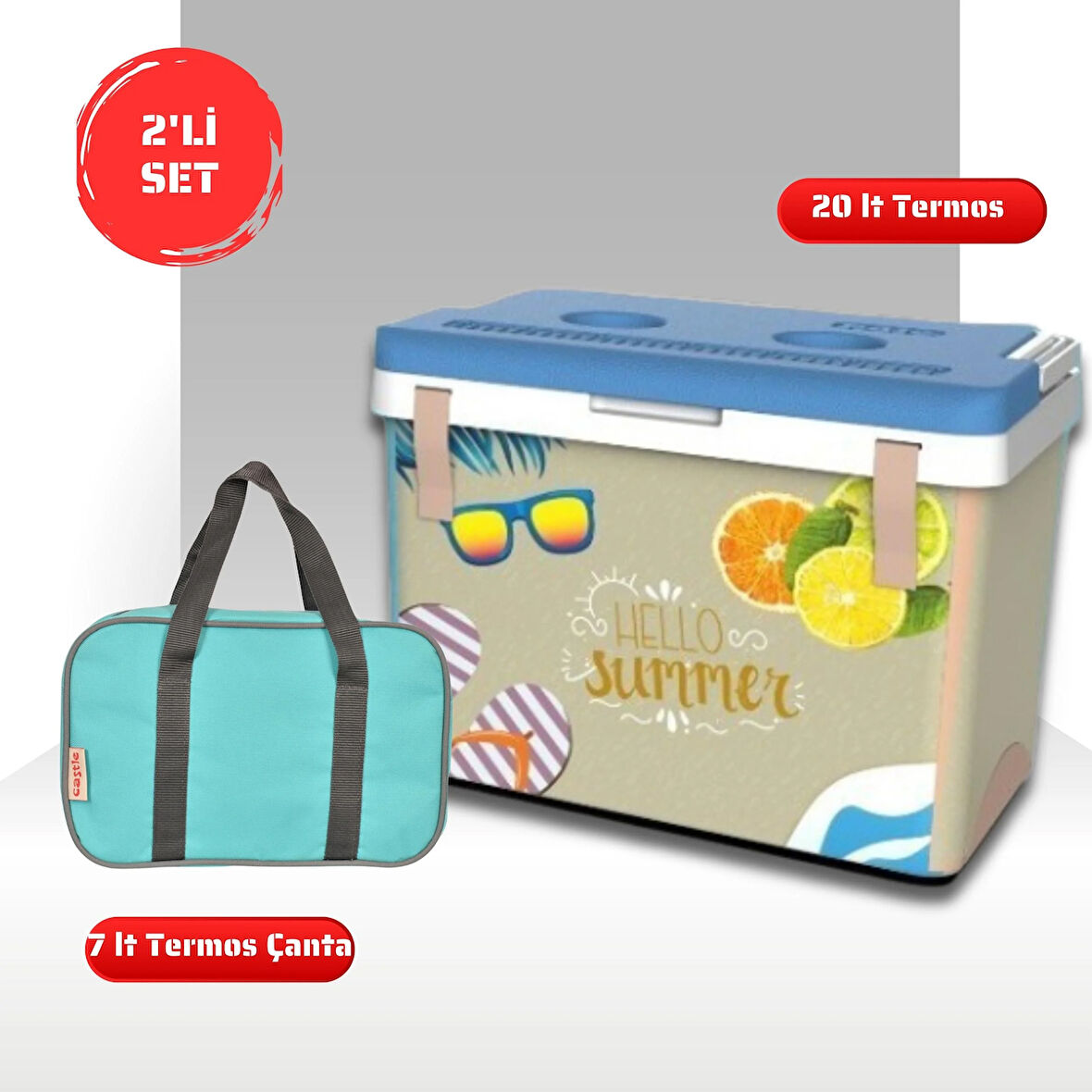 Buzluk Termos  Set-20 Lt Kumaş Buzluk Termos (1029 Cooler Box)+7 lt İzolasyonlu Çanta