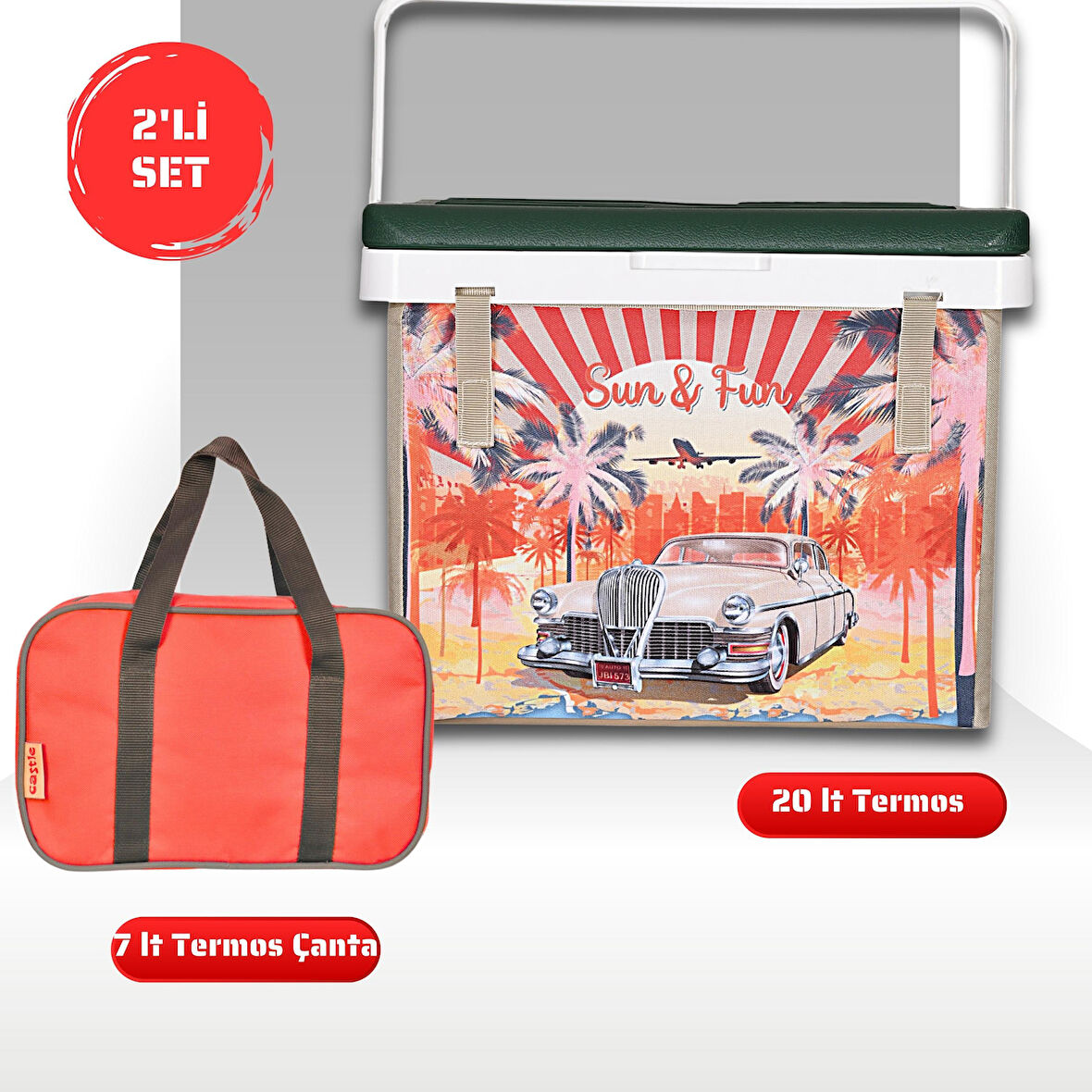 Buzluk Termos  Set-20 Lt Kumaş Buzluk Termos (1029 Cooler Box)+7 lt İzolasyonlu Çanta