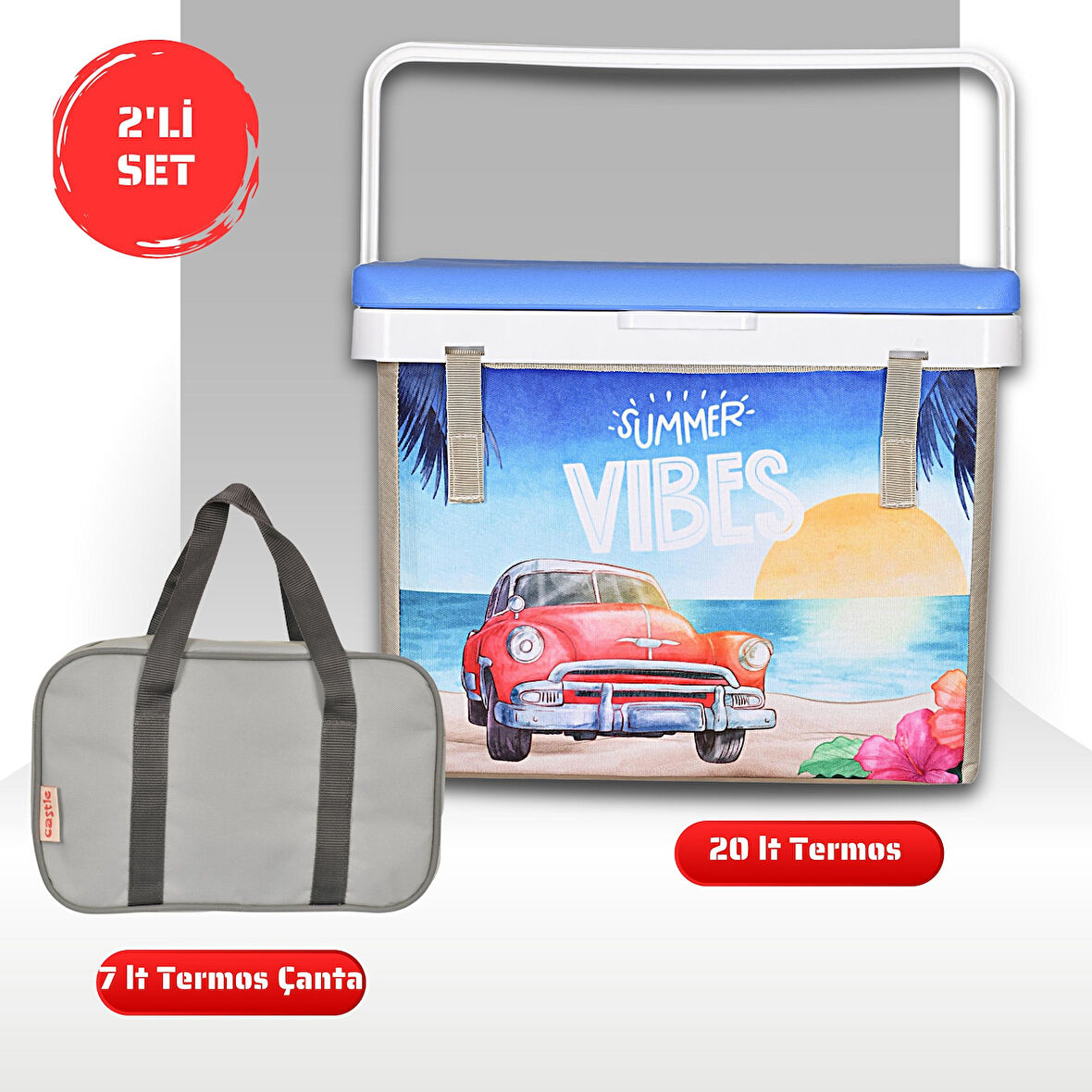 Buzluk Termos  Set-20 Lt Kumaş Buzluk Termos (1029 Cooler Box)+7 lt İzolasyonlu Çanta