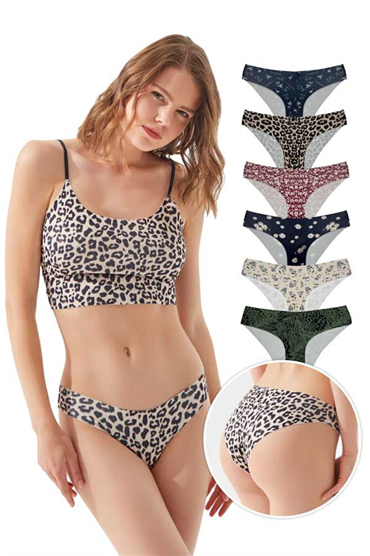 Basic Lazer Kesim Desenli Kadın Bikini Külot 6'lı Paket