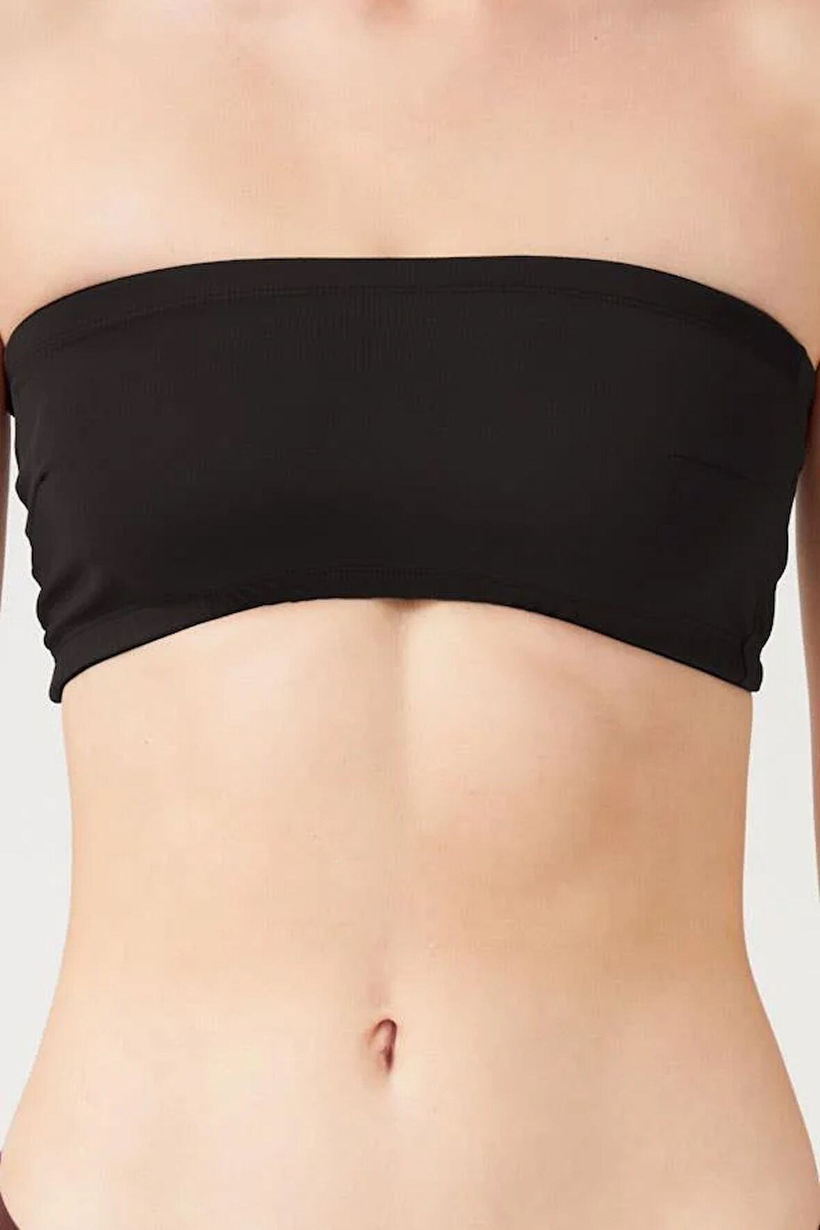 Siyah Straplez Crop Top Büstiyer