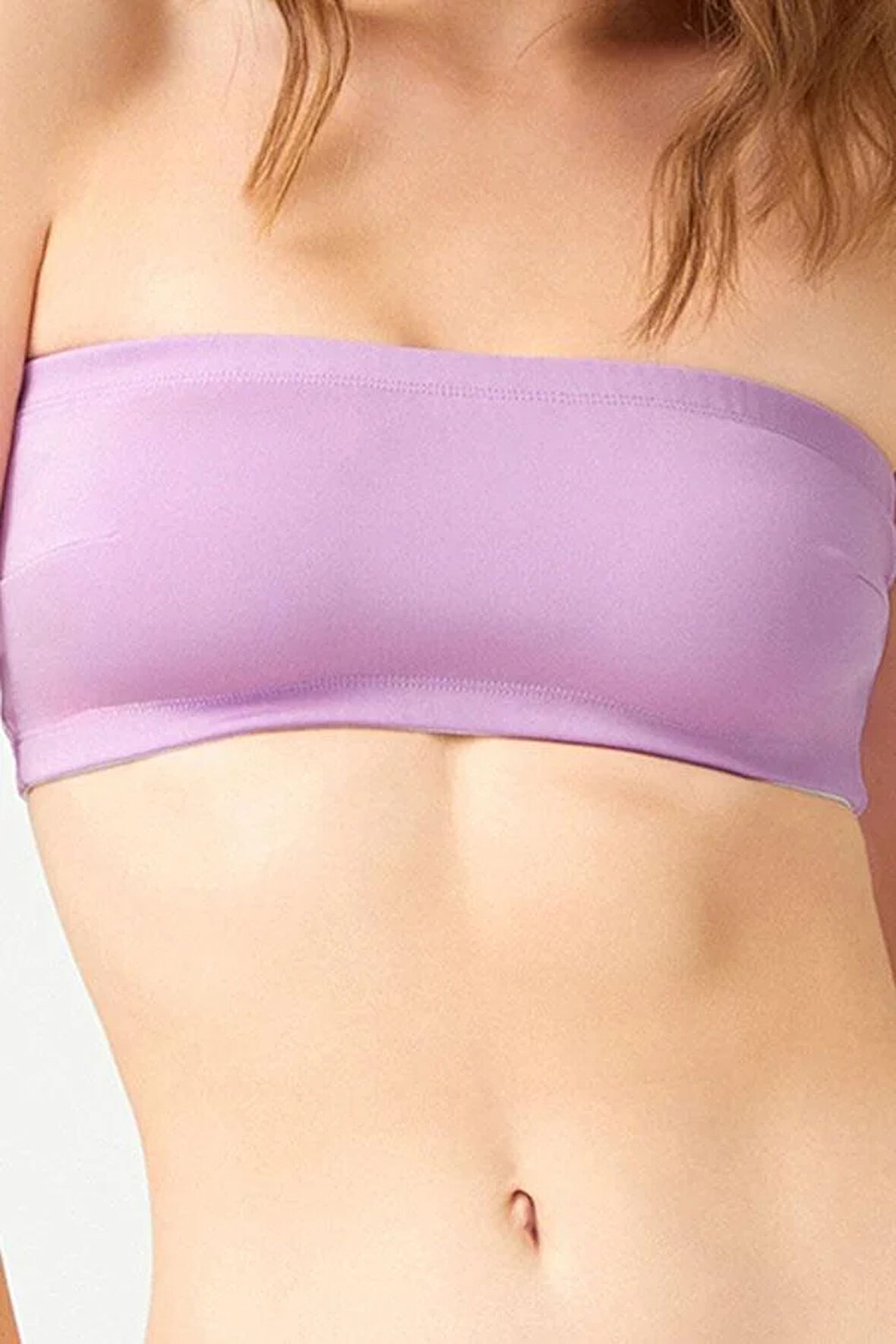 Straplez Crop Top Büstiyer Lila