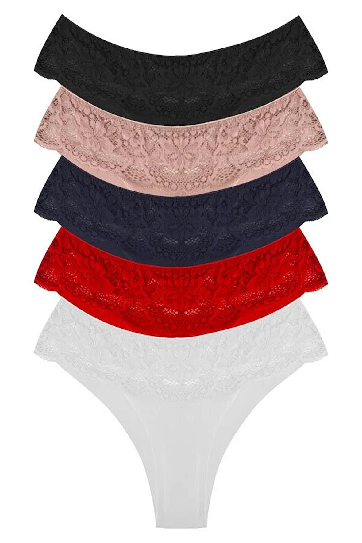 Dantelli Lazer Kesim Kadın Brezilya Külot 5'li Paket
