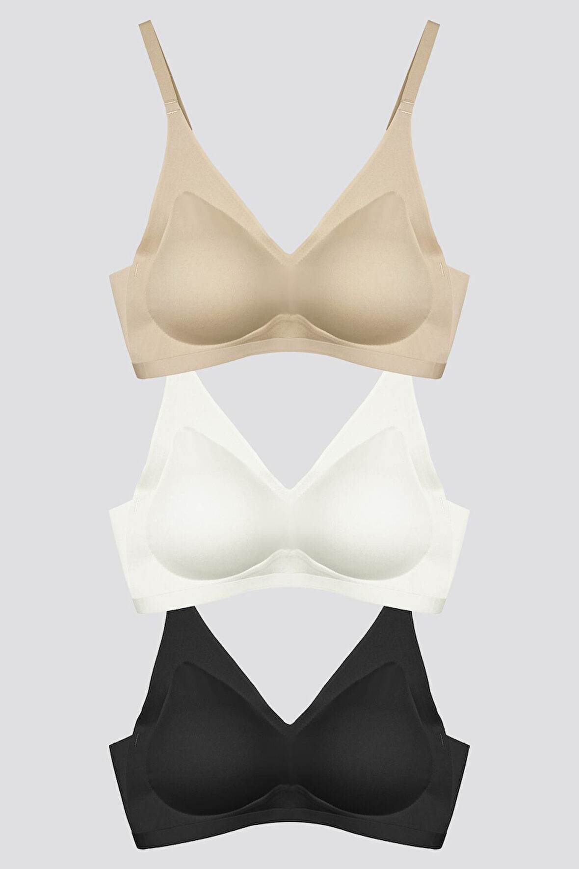 Lazer Kesim Dikişsiz Sütyen Çıkarılabilir Ped Hayalet Sütyen Agraflı Ayarlanabilir Askı - 3'lü Paket