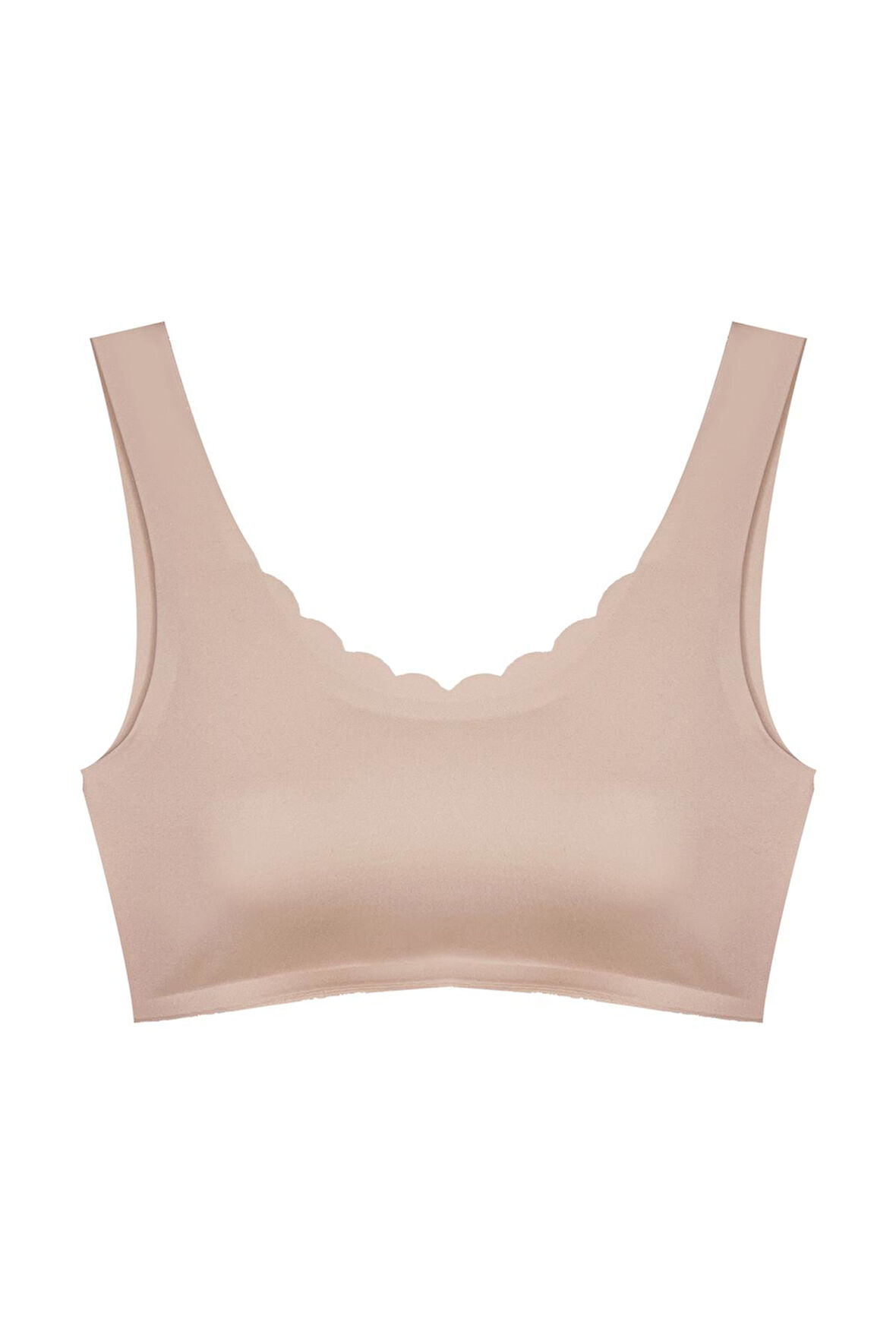 Kahverengi Dikişsiz Lazer Kesim Sütyen Pedli Kadın Hayalet Sütyen Dalga Detaylı