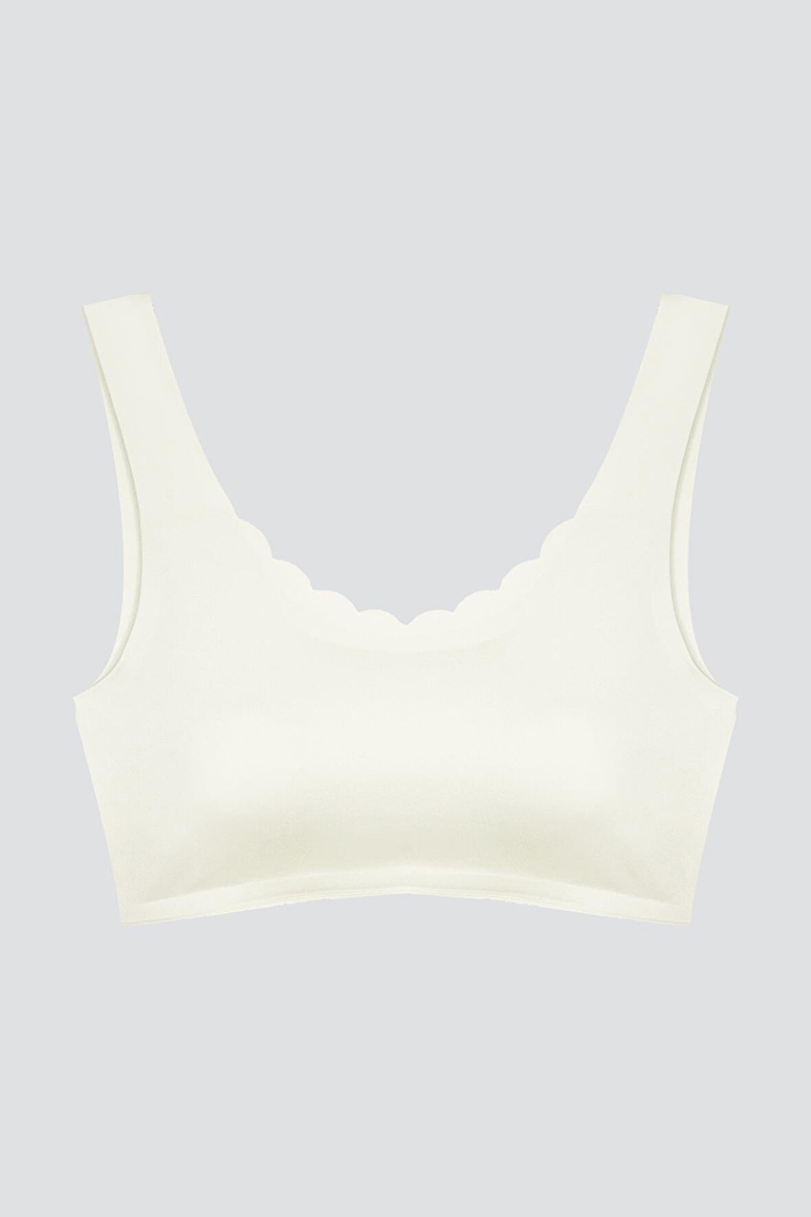 Krem Dikişsiz Lazer Kesim Sütyen Pedli Kadın Hayalet Sütyen Dalga Detaylı