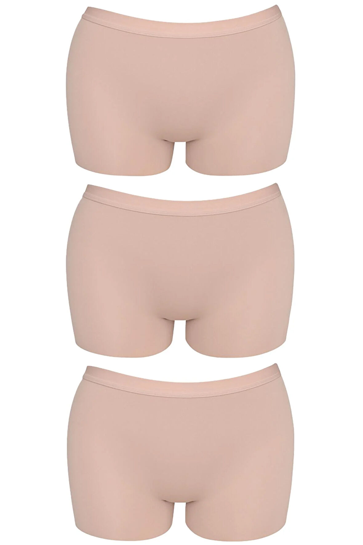 Basic Lazer Kesim Dikişsiz Kadın Boxer Külot Kahverengi 3'lü Paket
