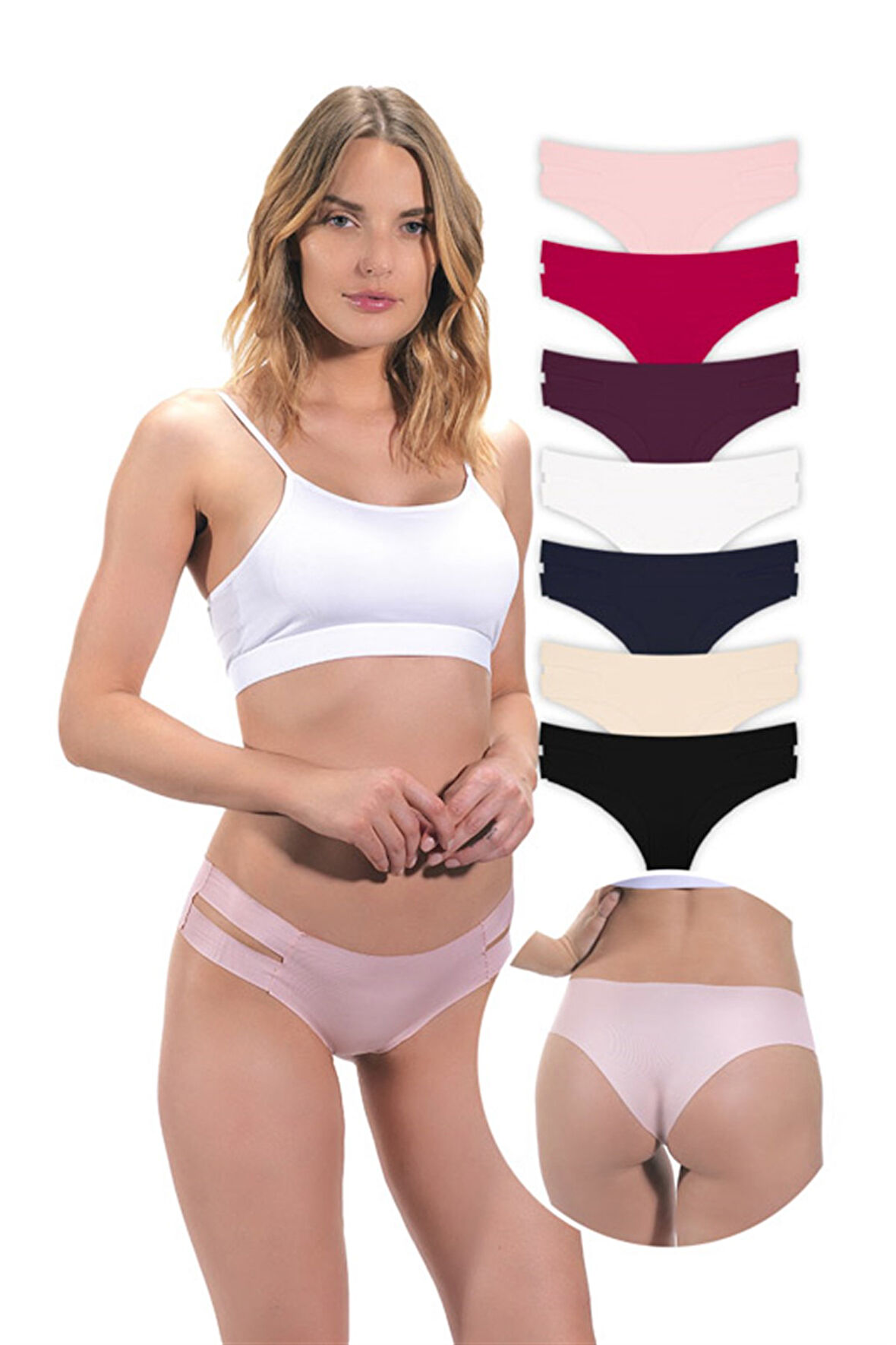 Basic Lazer Kesim Kadın Hipster Külot 7'li Paket - 2