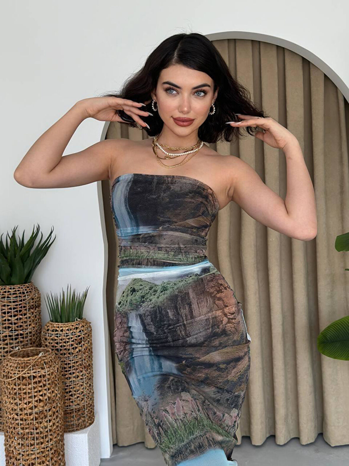 Mountain Straplez Tül Elbise