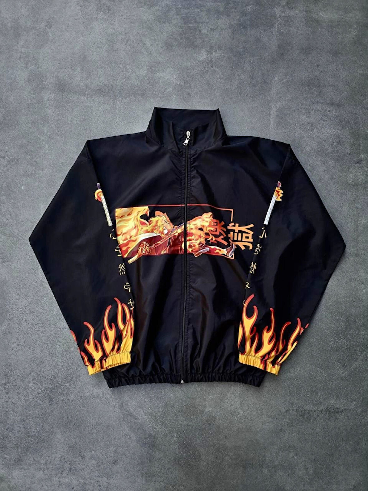 Fermuarlı Dijital Baskılı Rüzgarlık - Siyah