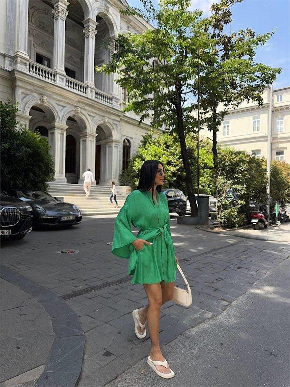 JAKARLI KİMONO - ŞORT TAKIM - Yeşil