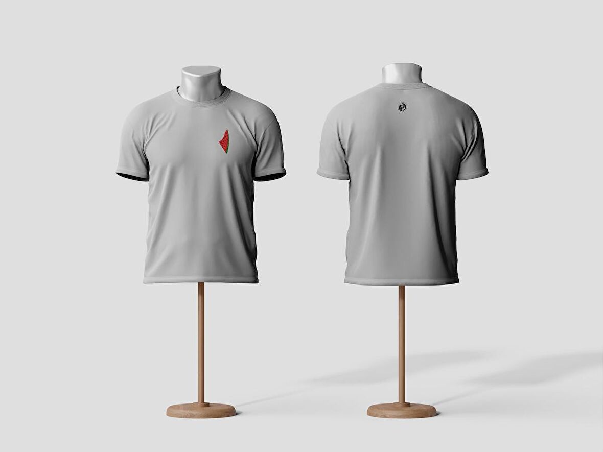 Kısa Kollu Yanlı Küçük Karpuzlu Filistin Haritası Dijital Baskılı Unisex S - 2XL T300011