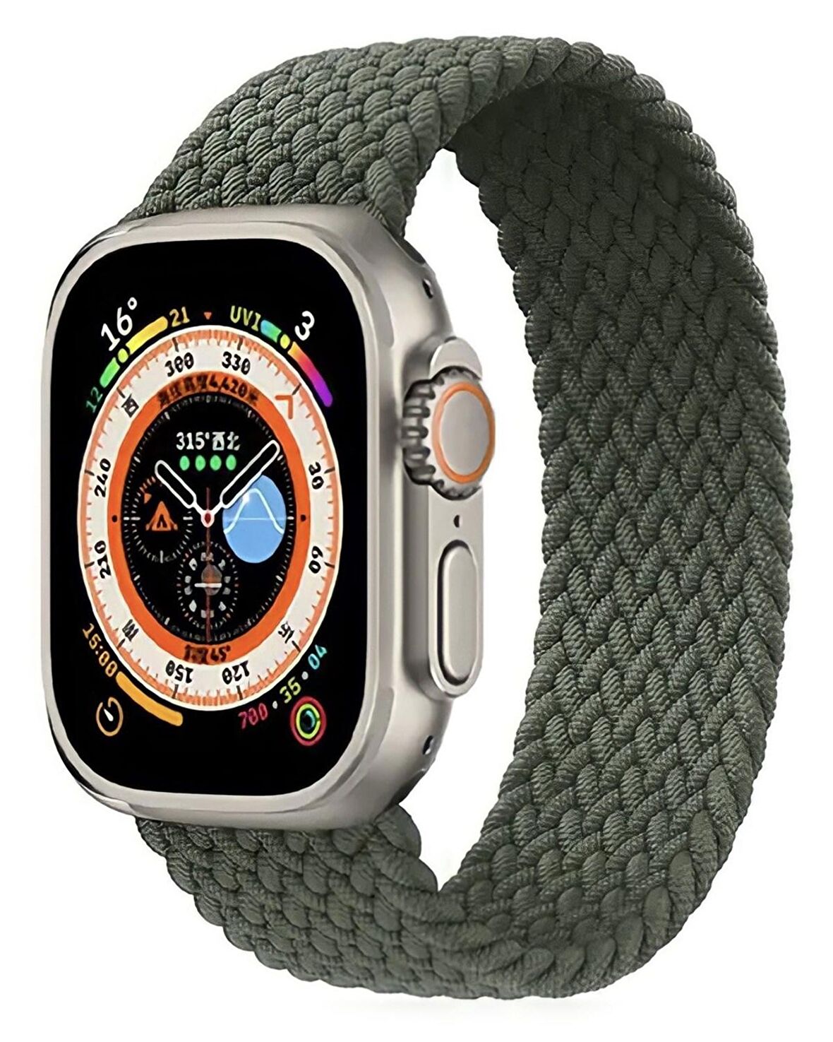 Apple Watch Uyumlu Örgülü Esnek Kordon ( Haki )