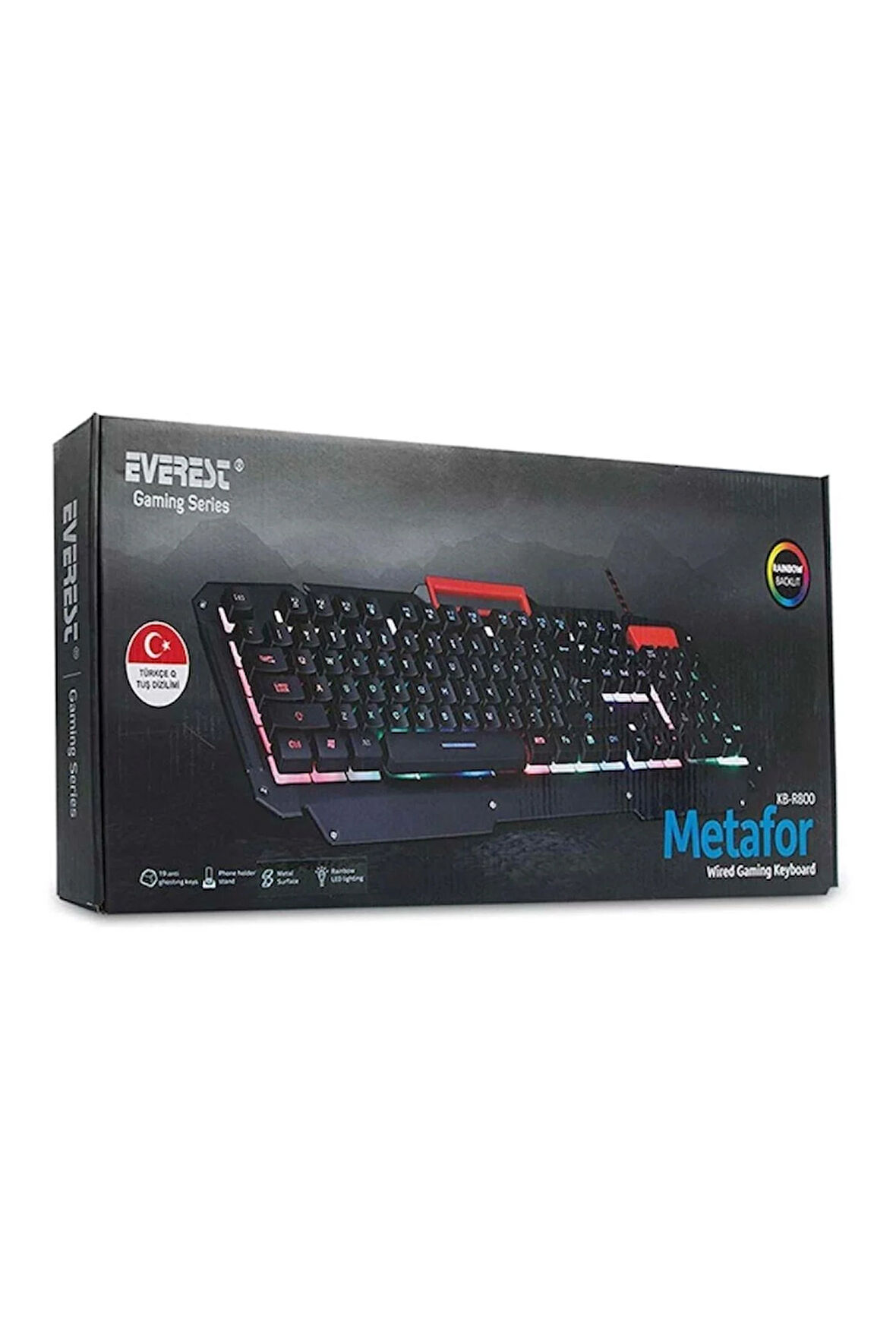 Kb-r800 Usb Gökkuşağı Aydınlatmalı Q Metal Yüzey Kablolu