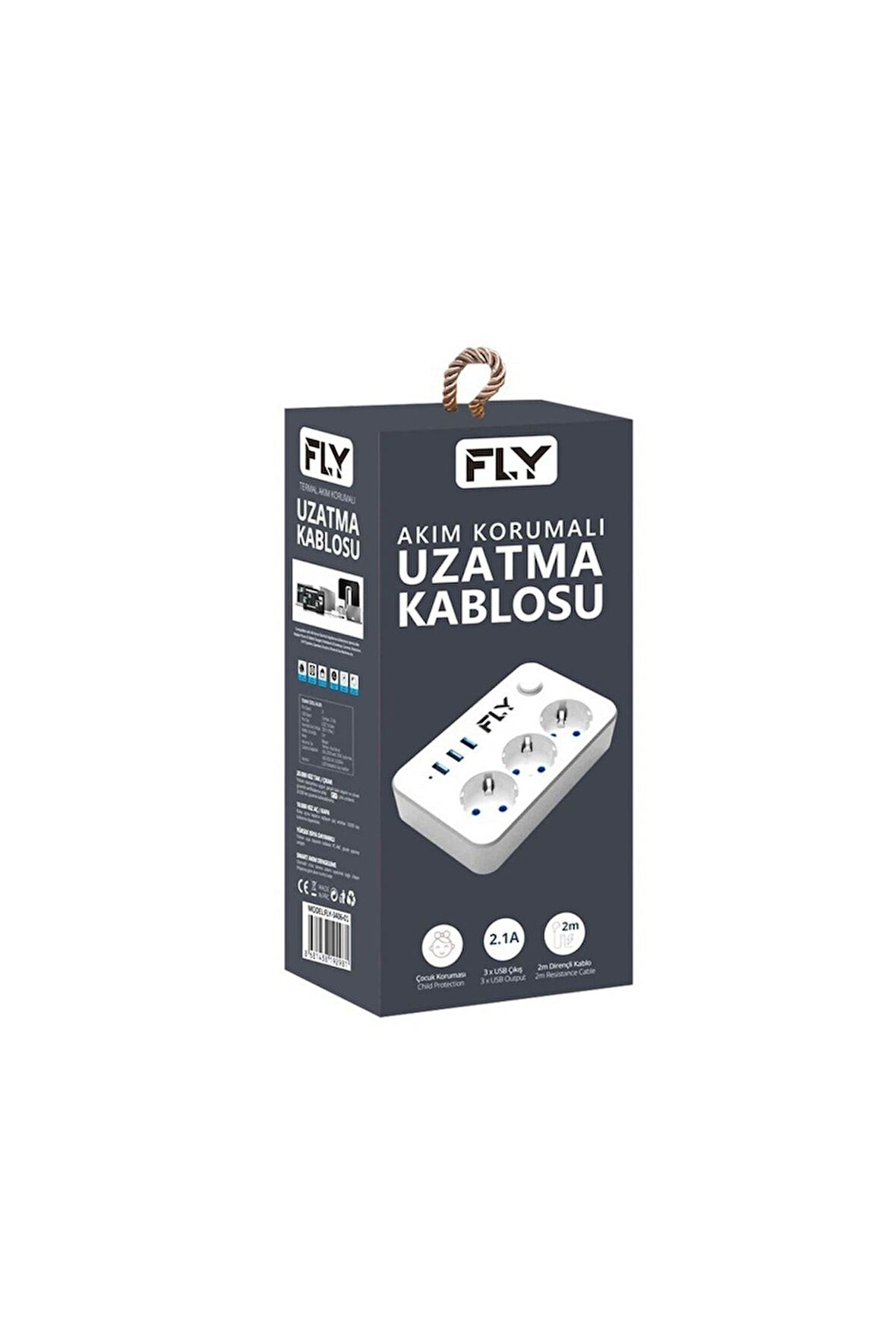 3406-01 3lü Anahtarlı 2.1a 3usb Şarj Çıkışı 2mt Anahtarlı Akım Korumalı Priz Çocuk Koruması