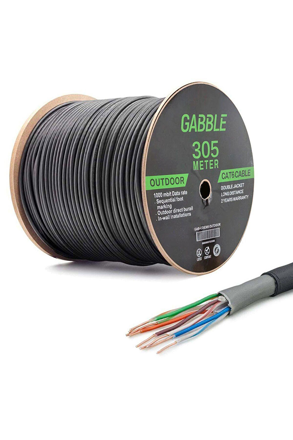 GABBLE GAB-CDS305 Cat6 Kablo Dış Mekan 24Awg 0.48mm 305 Metre