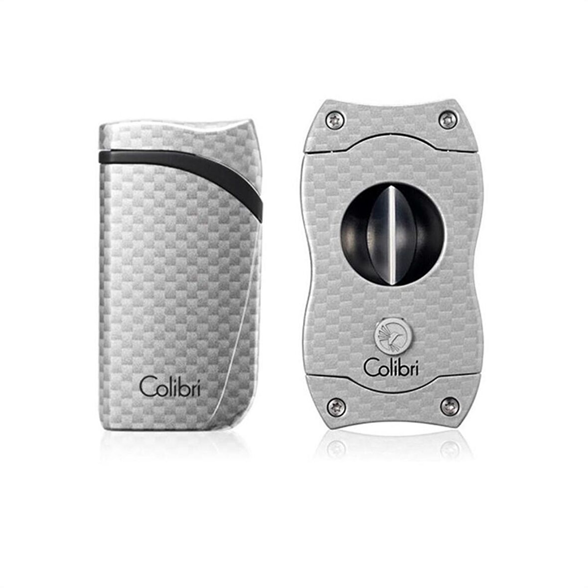 Colibri Falcon Puro Çakmak + V Kesici Seti Karbon Silver