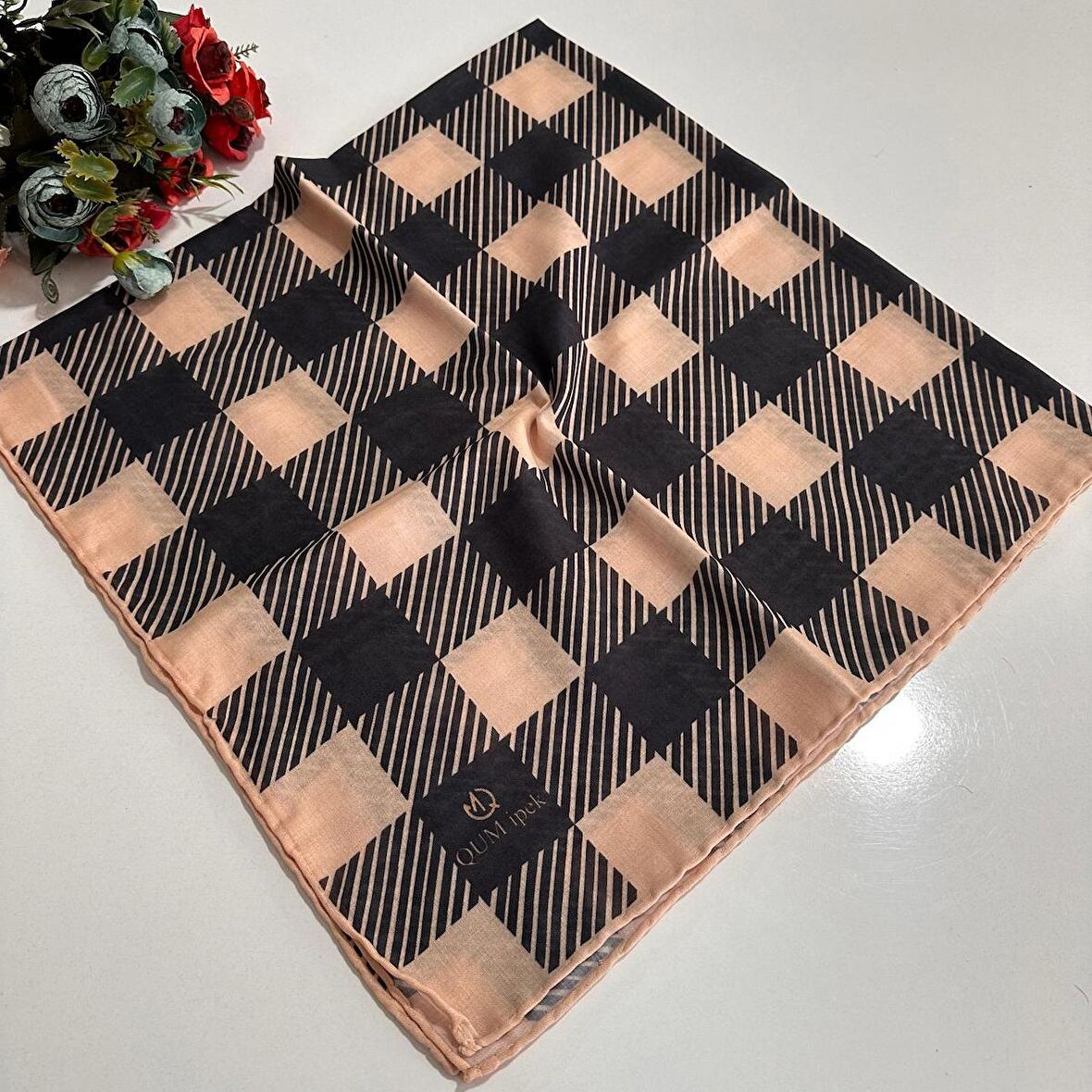 QUM Soft Pamuklu Eşarp Siyah-Vizyon LDY0306