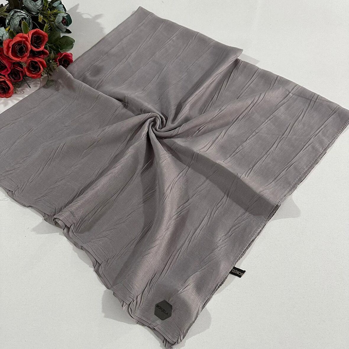 Bonjela Pliseli Bambu Eşarp Gri PBE0206