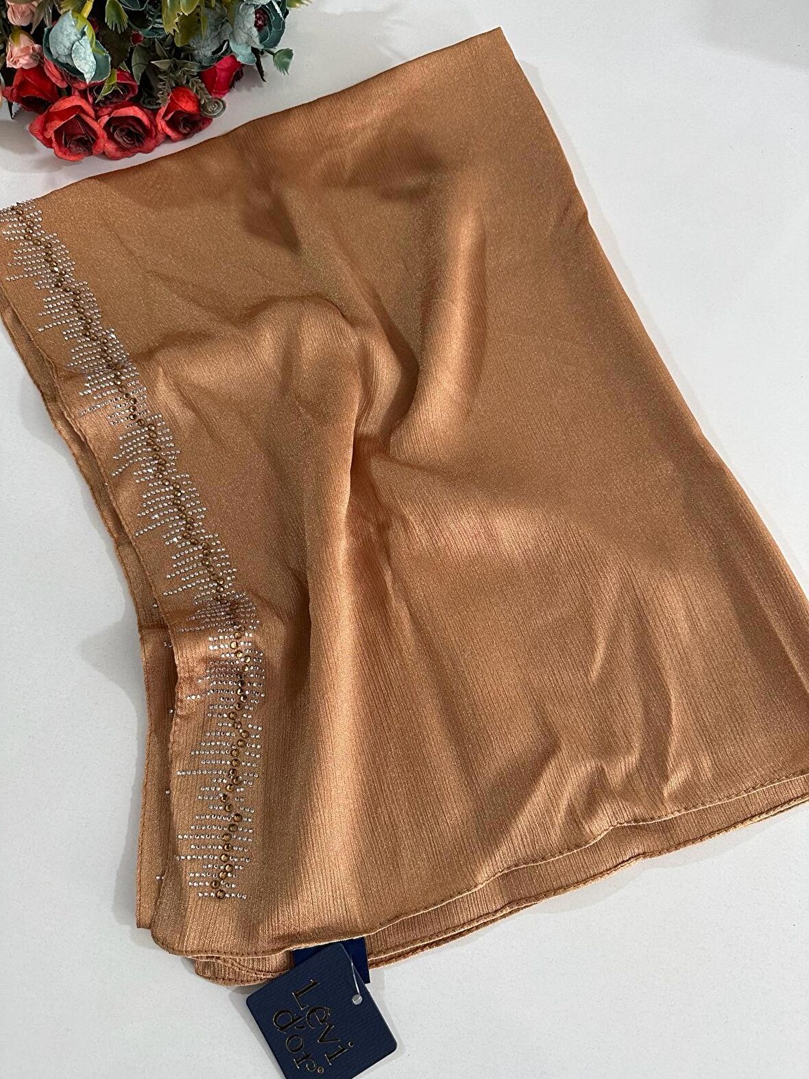 Levidor Premium Diamond Taşlı Şal Karamel DXS0214