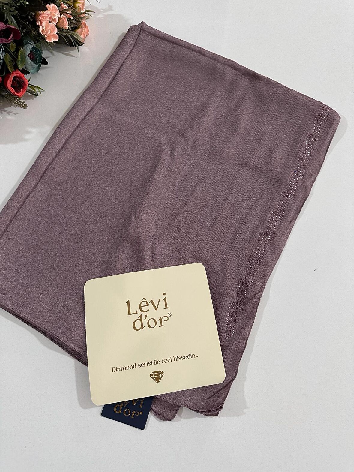 Levidor Premium Diamond Taşlı Şal Leylak DXS0311
