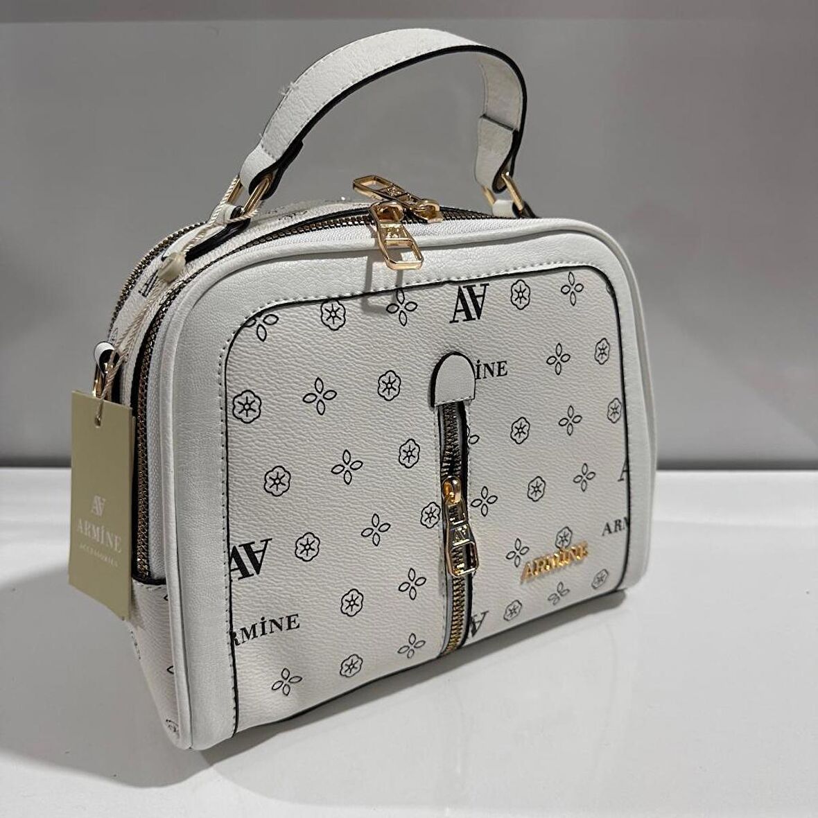 Armine Kadın Çanta Baskılı Beyaz AR30204