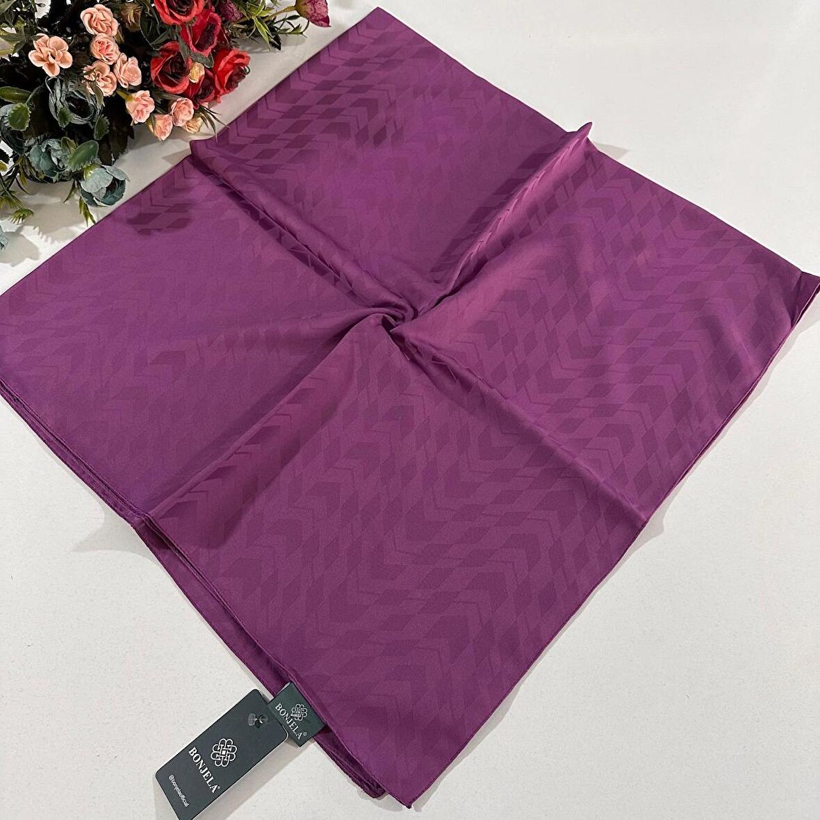 Bonjela Lüx Jakarlı Pamuk Eşarp Mürdüm Soft  JPB0203