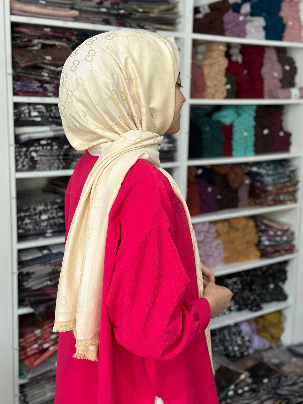 G Desen Çift Taraflı Premium Jakar Şal JSP0108