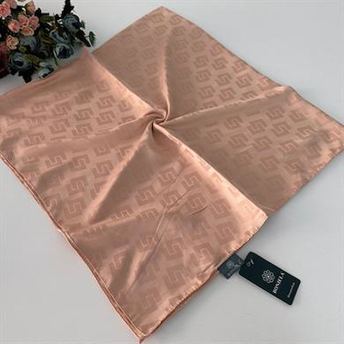 Bonjela Lüx İnci Jakarlı Pamuk Eşarp Somon JPB0719