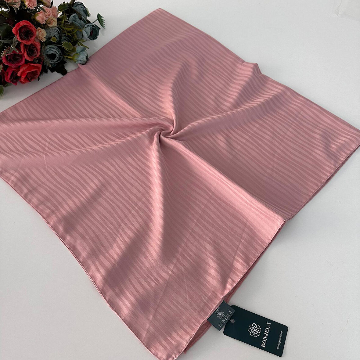 Bonjela Lüx İnci Jakarlı Pamuk Eşarp Soft Pembe JPB0814
