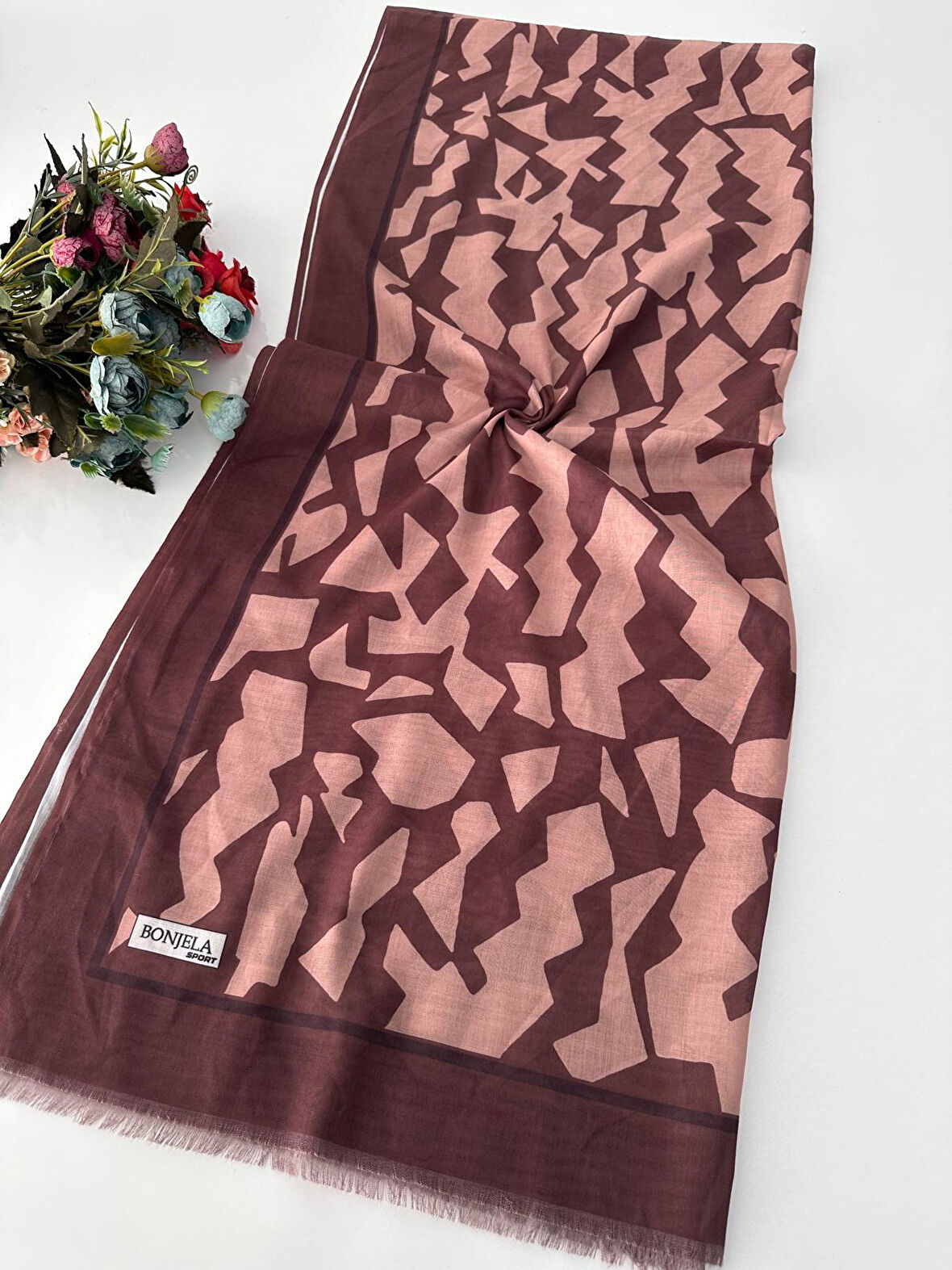 Yazlık İnce Bonjela Sport Desenli Pamuklu Şal LBS0110