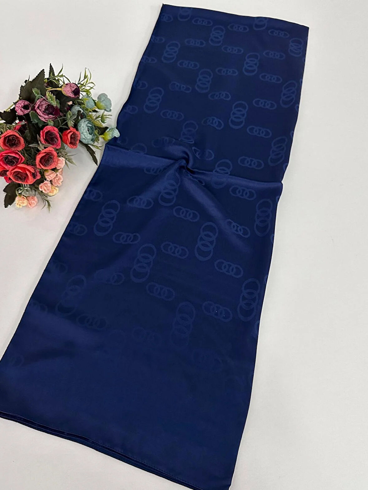 Halka Desen Jakar Şal Saks Mavi JSL1402