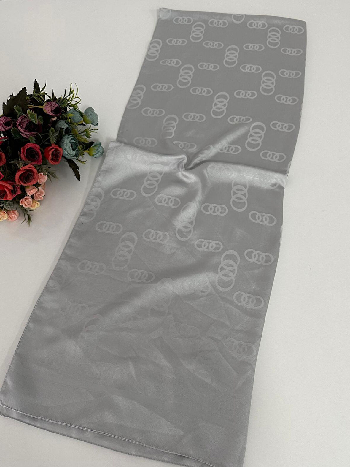 Halka Desen Jakar Şal Gümüş JSL1403