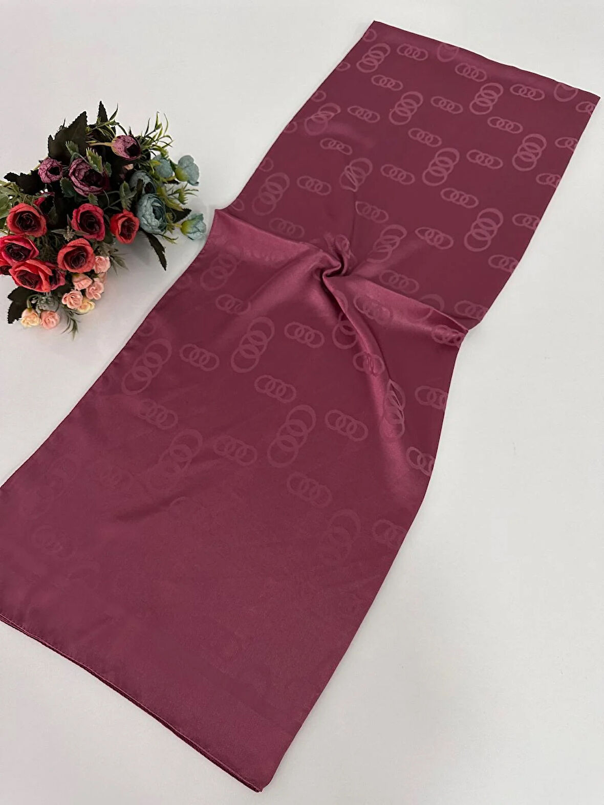 Halka Desen Jakar Şal Vişne JSL1412