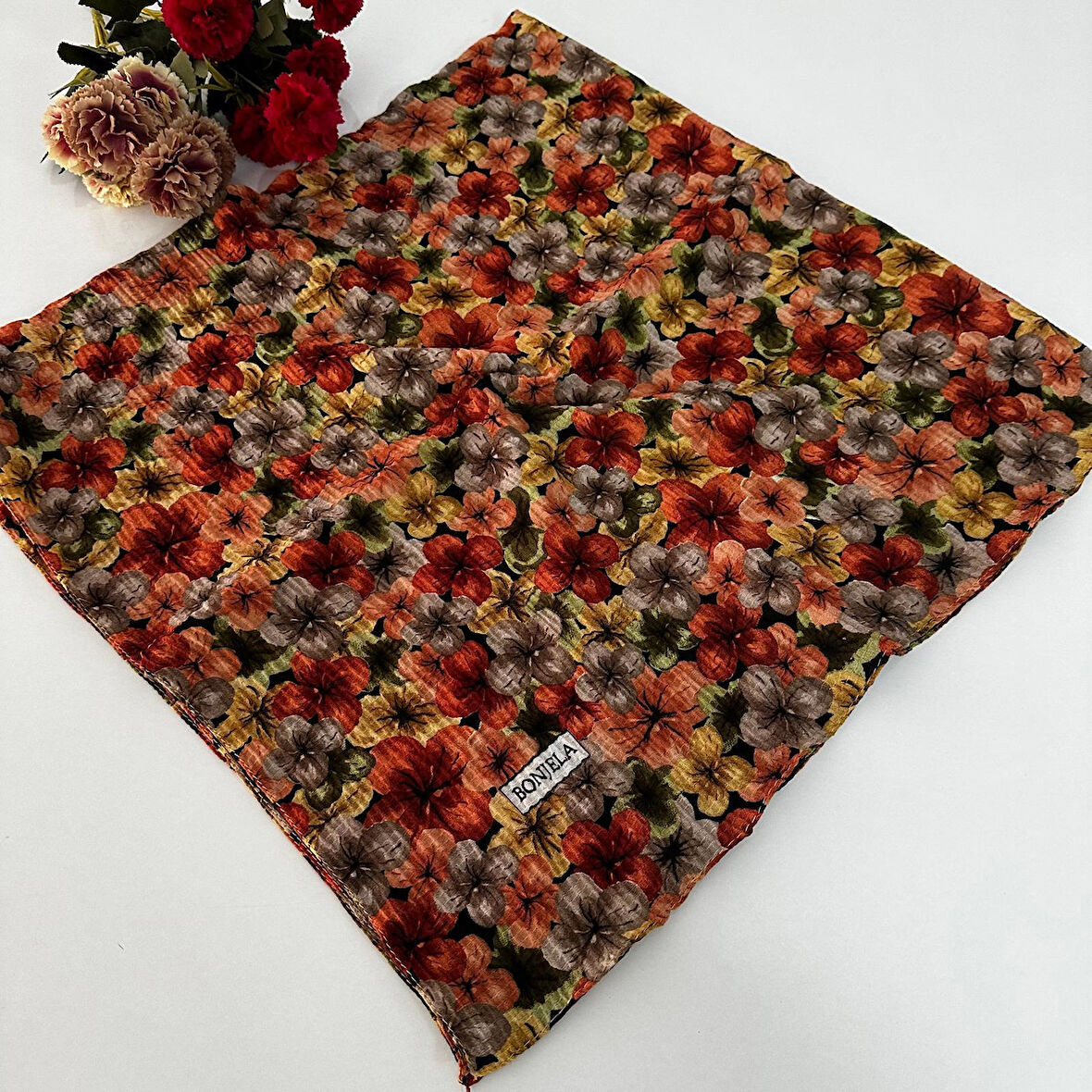 Bonjela Desenli Mio Cazz Eşarp Çıtır Çiçek Desen BJ2713