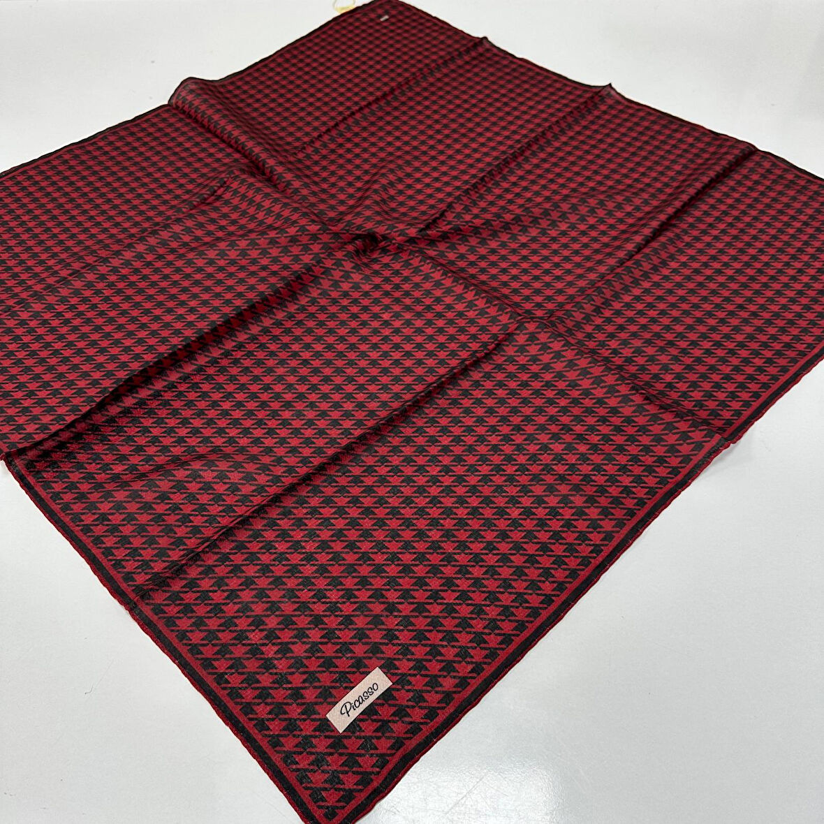 Picasso Jakarlı Soft Eşarp Bordo - Siyah LDFZ0504