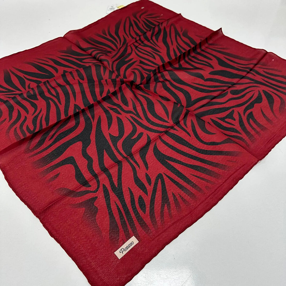 Picasso Jakarlı Soft Eşarp Bordo - Siyah LDFZ0511