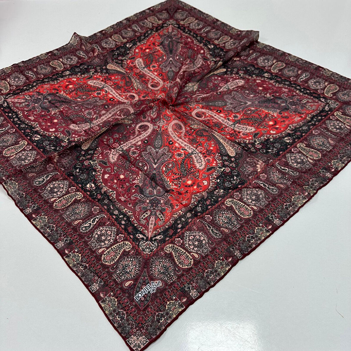 Bonjela Soft Pamuklu Eşarp Bordo Serisi LDB9402