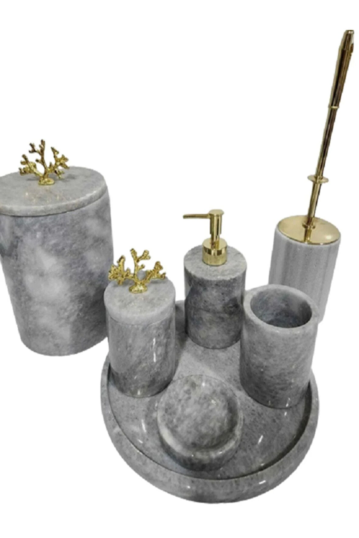 BORN - DOĞAL GRİ MERMER BANYO SETİ 7Lİ