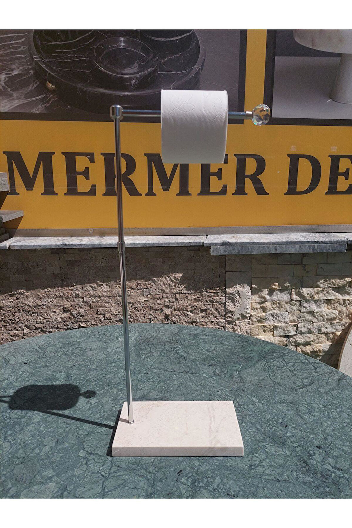 MERMER WC PEÇETELİK ASKISI - BEJ MERMER - GÜMÜŞ