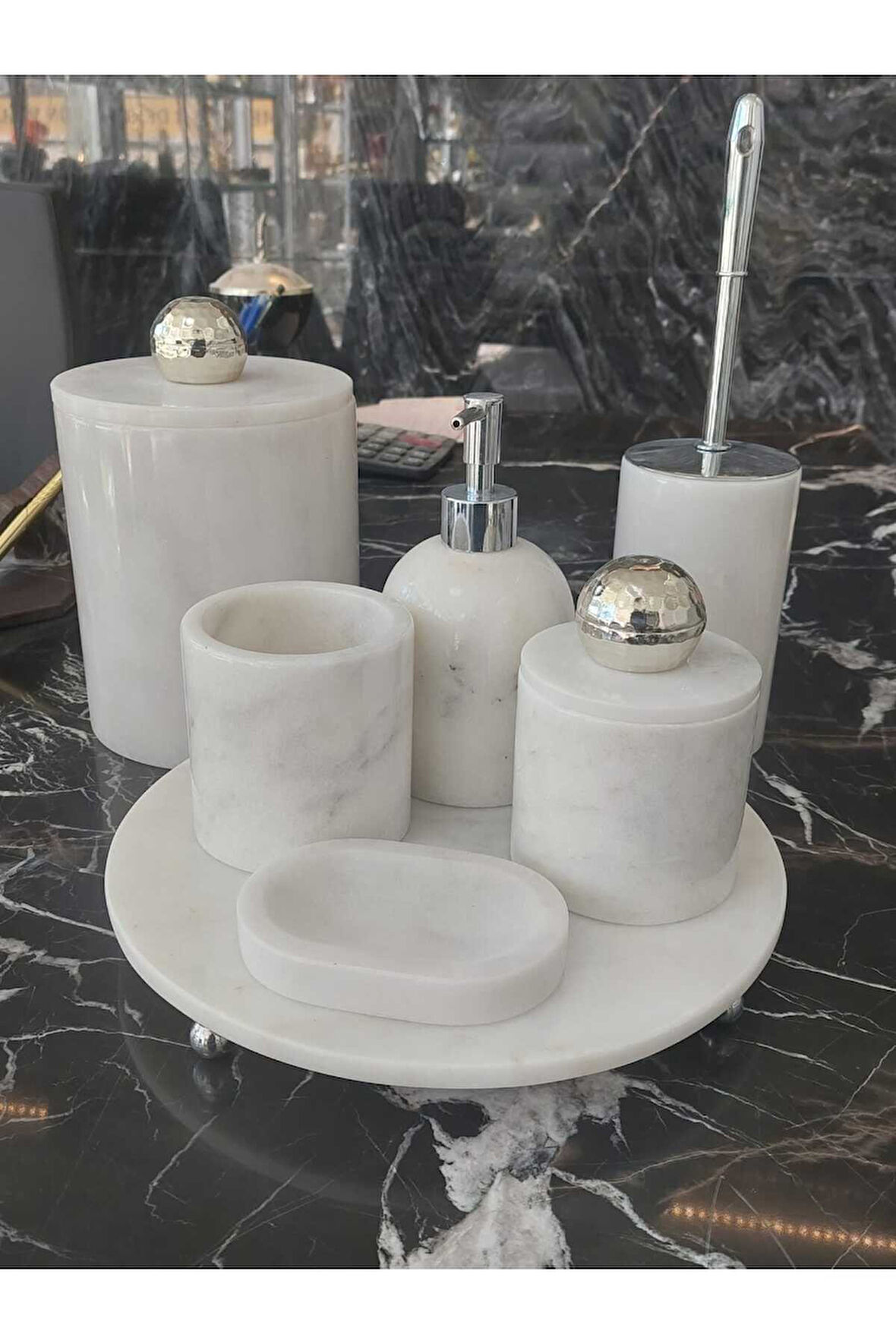 BEYAZ MERMER SET- GÜMÜŞ AKSESUARLI-7 PARÇA