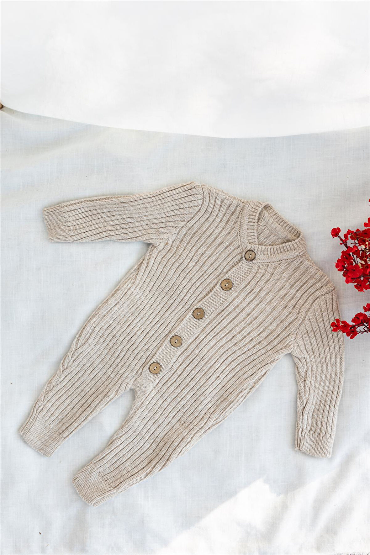 Triko Bereli Tulum Bebek Set Kahverengi