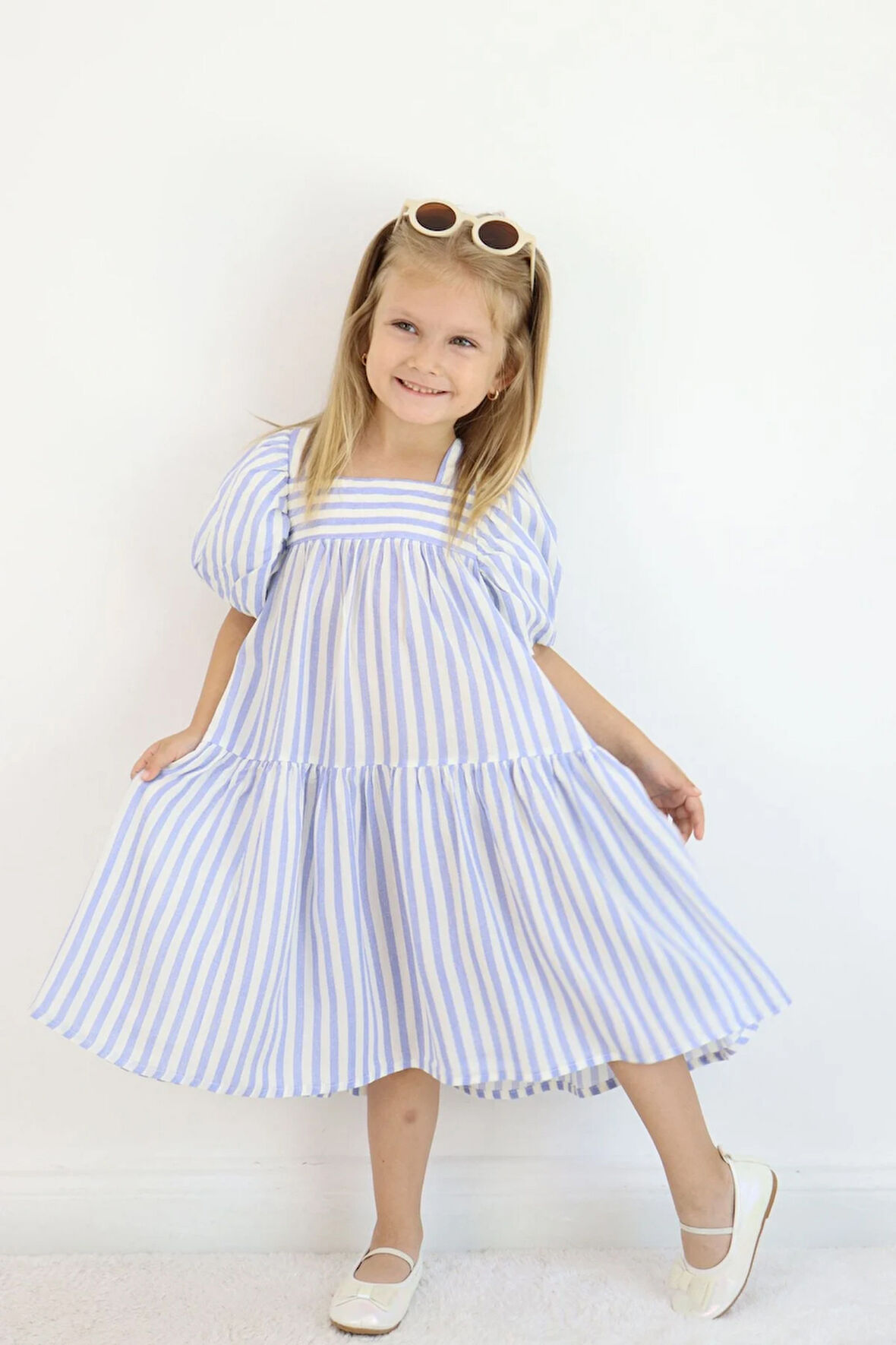 Kız Çocuk Çizgili Pamuklu Elbise